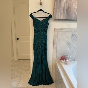Sequin green formal gown